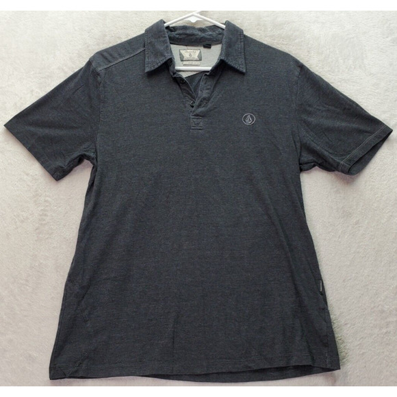 Volcom Polo Shirt Boys Medium Gray Knit Cotton Short Casual Sleeve Collared Logo - Picture 1 of 8